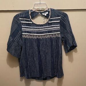 NWT! THML Navy Short Sleeve Top. Size Large.
